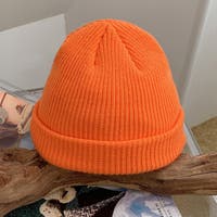 ニット帽 オレンジ/橙色系（レディース）のアイテム - ファッション