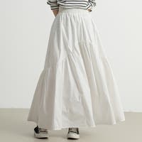 【haru】ホワイトティアードスカート、チャコールTシャツ ティアードスカート ホワイト/白色系（レディース