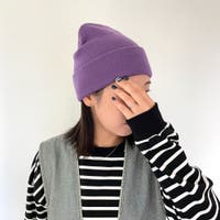 ニット帽 パープル/紫色系（レディース） - ファッション通販