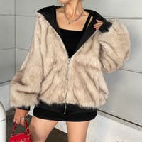 ファーコート ベージュ/薄橙色系（レディース） - ファッション通販