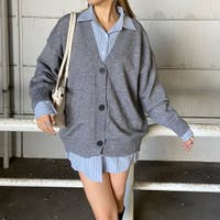 AMOMENTO ストライプ柄 長袖カーディガン Mサイズ CAMBIO（カンビオ） カーディガン mcg3539-畦編みボリューム袖V