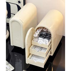 大容量化粧品収納ケース 天板防塵鏡 引き出し付き北欧風[品番