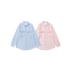 ニット セーター 「HOOK」for　girls　リボン刺繍ポロ襟ニット レディース ニット セーター 「HOOK」for girls リボン刺繍ポロ襟ニット