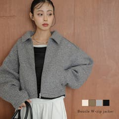 ノーカラー ジャケット ブルゾン[品番：LGMW0005644]｜La-gemme