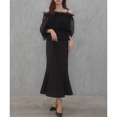CENEA Vネックシアースリーブマーメイドワンピース[品番