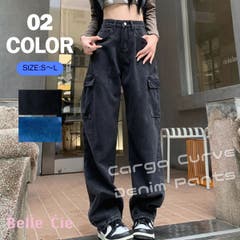 デニムカーゴパンツ デニムパンツ カーゴパンツ[品番