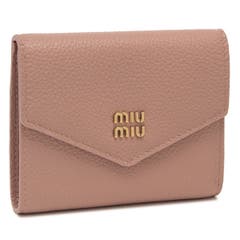 極美品✨ミュウミュウ♡ビッグロゴ二つ折り財布　ビジュー　マテラッセ　ゴールド金具 極美品✨ミュウミュウ♡ビッグロゴ二つ折り財布 マテラッセ