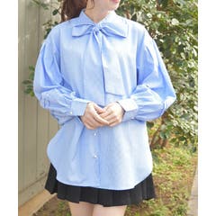2wayシフォンジョーゼットボウタイブラウス 3サイズ 前後2WAY