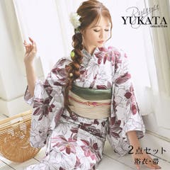 MURUA浴衣SET【太縞に椿】[品番：MKSW0051882]｜MURUA（ムルーア