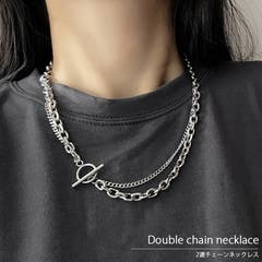 2連スネークチェーンネックレス シルバー ゴールド[品番