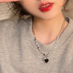 2連チェーンネックレス ネックレス シルバー 韓国 韓国