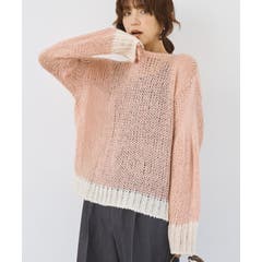 バイカラークルーネックニットプルオーバー[品番：EHEW0051471