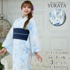 大和なでしこの純粋を纏う上品な撫子柄浴衣3点セット(YUKATA)[品番