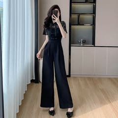 ハイウエストベルト付オールインワン パンツドレス 結婚式[品番