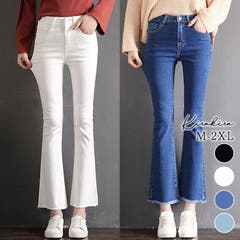 ウエストレイヤード風ストレートデニムパンツ 6サイズ デニム