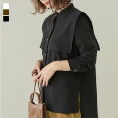 L lagemme ラジェム ラジエム らじぇむ ﾗｼﾞｪﾑ | ビッグカラー ブラウス レディース 長袖 トップス シャツ バンドカラー プルオーバー フェミニン  レイヤード トレンド おしゃれ 大人可愛い【lgww-at4867】