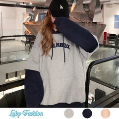 L luby ルビー | 冬物新作 長袖カジュアルパーカー 裏起毛 トレーナ ブルゾン パーカー トップス グレー ネイビー ベージュ 韓国ファッション
