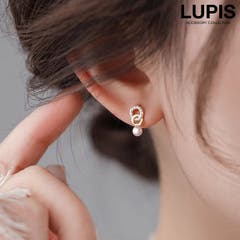 S925ポスト】リボン×パールチェーンバックキャッチピアス[品番
