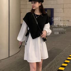 シャツワンピース白長袖ミニワンピース[品番:II000007071 ...