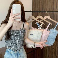 花柄刺繍ショートキャミソール トップス ショートキャミソール