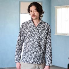 ボタニカルプリント カッタウェイカラー半袖シャツ[品番：NICW0005689