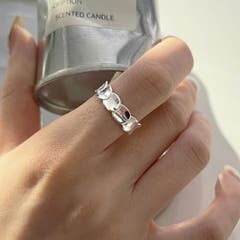 デザインオープンリング 透かし柄 シルバー[品番：XL000002619