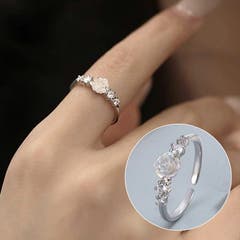 デザインオープンリング 透かし柄 シルバー[品番：XL000002619