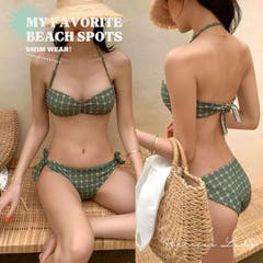 U UPSTAIRS upstairs アップステアーズ あっぷすてあーず ｱｯﾌﾟｽﾃｱｰｽﾞ | 水着 レディース グリーン エスニック ホルターネック ボレアビキニ ボディスーツ 人気 かわいい 可愛い ママ ジム 女性 10代 20代 30代 40代 バンドゥ デザイン おしゃれ ミズギ みずぎ レディースビキニ  スイムウェア バスト プチプラ水着 リゾート