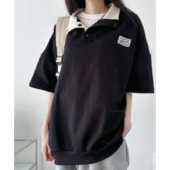 Tシャツ 体型カバー トップス 半袖 ロゴプリント 夏服 韓国