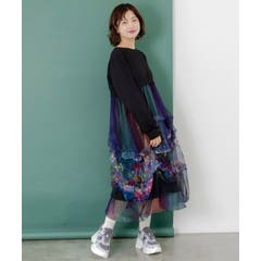 パッチワークラビルアップリケ裏毛チュニック[品番：SRSW0002241
