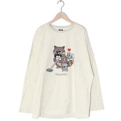 ScoLar - Scolar 花アニマルスカラーちゃん 配色メロウミシンTシャツ スカラー ScoLar 花アニマルスカラーちゃん 配色メロウミシンT