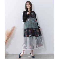 デニム×パッチワーク風 異素材切替2wayスカート[品番：SRSW0002308