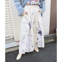 花柄シフォン×花柄生地 3D風パンツ[品番：SRSW0002499]｜ScoLar