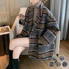 L LADY LIKE レディライク れでぃらいく ﾚﾃﾞｨﾗｲｸ レディーライク れでぃーらいく ﾚﾃﾞｨ‐ﾗｲｸ ladylike | ビッグチェック4つ釦ショートコート　チェスター　アウター　羽織　ダブル　ハーフ丈　グレンチェック　秋　冬　防寒　カジュアル