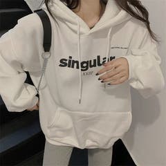 S Sibra sibra SIBRA しぶら シブラ | 裏起毛ビッグシルエットプルオーバーパーカ- 韓国ファッション フード付き ワンカラー 白 グレー ブラック ストリート 肩落ち 黒 ホワイト トップス 長袖 ゆったり 人気 秋冬 秋服 冬服 アウター 大きいサイズ 大きめ カジュアル 大人 スポーツ