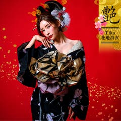 浴衣 牡丹柄 黒[品番：RV000007888]｜Ryuyu（リューユ）｜レディース