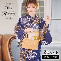 Tika 水色地に百合柄浴衣2点セット 浴衣[品番：XK000012767]｜Tika