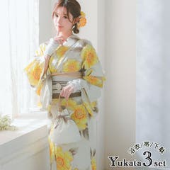 紺地×大輪朝顔浴衣3点セット 浴衣セット レディース浴衣[品番