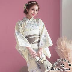 Tika ティカ SWEET流水金魚 ゆかた3点セット (浴衣+兵児帯+下駄) Tika 浴衣 レディース 生成地 流水金魚 ゆかた 3点セット 兵児帯