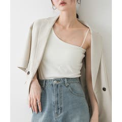 コットンリブワンショルダータンクトップ トップス 見せインナー