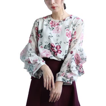 【初回限定】 花柄シャツ 長袖 トレンド[品番：HERW0002100]｜WITCH（ウィッチ トップス