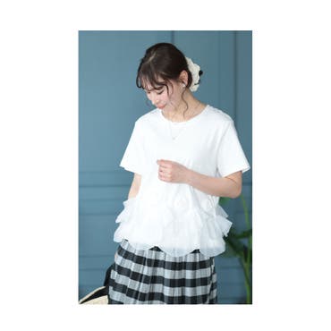 ユアーズ ur's アシンメトリーフリルドッキングTシャツ （ホワイト） アシンメトリーフリルドッキングTシャツ | ur's（ユアーズ）