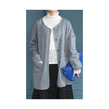 新品同様 スティーフ 23SS アトミック柄 ニットブルゾン ブルー L 新品同様 スティーフ 23SS アトミック柄 ニットブルゾン ブルー L