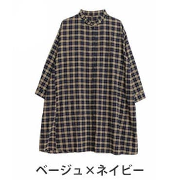 バンドカラーチェックシャツワンピース[品番：ITKW0023382]｜MICHEL