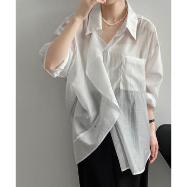 透け感楽しむタンクトップ付シアーブラウス[品番：BCYW0031718