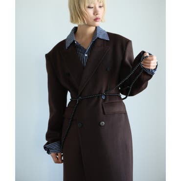 ロングコート ベルト付き 2wayスタンドカラーコート[品番