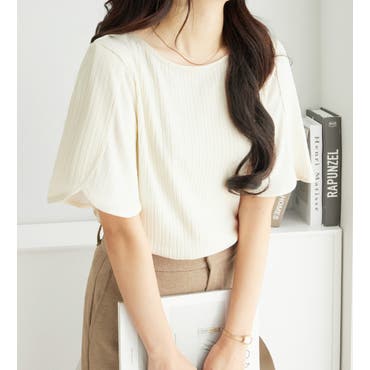 バイカラーリブカットソー 韓国ファッション tシャツ[品番