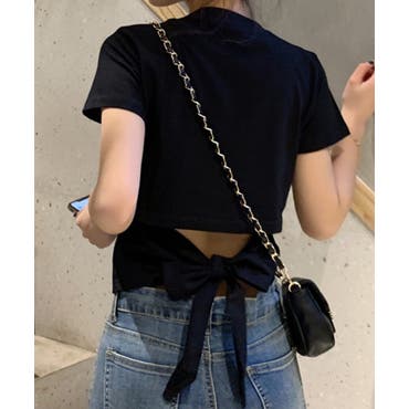 tシャツ 「ililil/イルイルイル」「首輪と鎖のチェーン付きトップス」クロップド半袖カットソー レディース ililil首輪と鎖のチェーン付きトップス 全1色 カットソー[品番