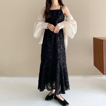 新品タグ付き シアースリーブAラインワンピース L オケージョン JUNOAH セール】シアースリーブAラインワンピース（ワンピース