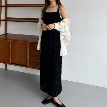 MAISON BREEZE】フリンジフェザーキャミソールワンピース キャミワン